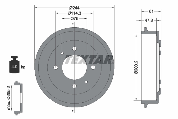 TEXTAR Bremstrommel 94034900