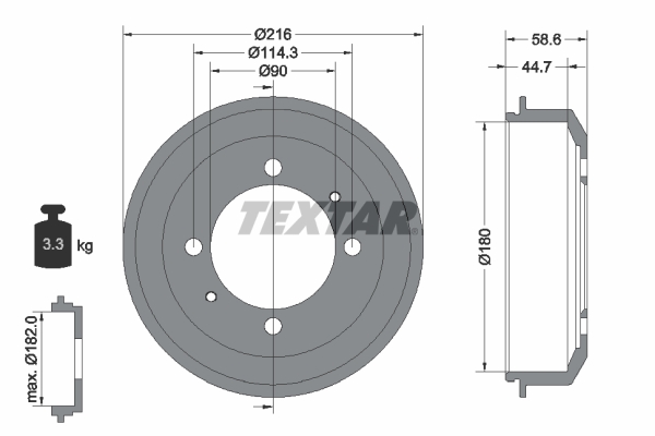 TEXTAR Bremstrommel 94037700