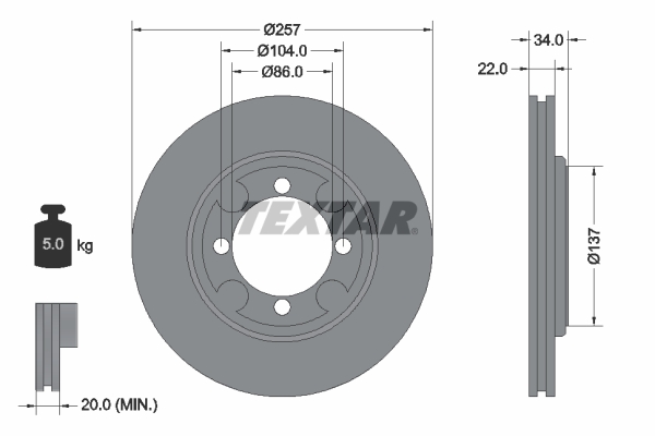 TEXTAR Bremsscheibe 92062700