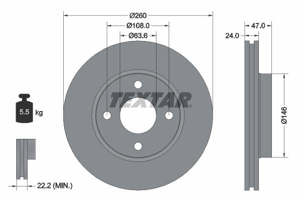 TEXTAR Bremsscheibe 92063503