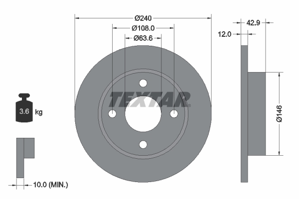 TEXTAR Bremsscheibe 92075303