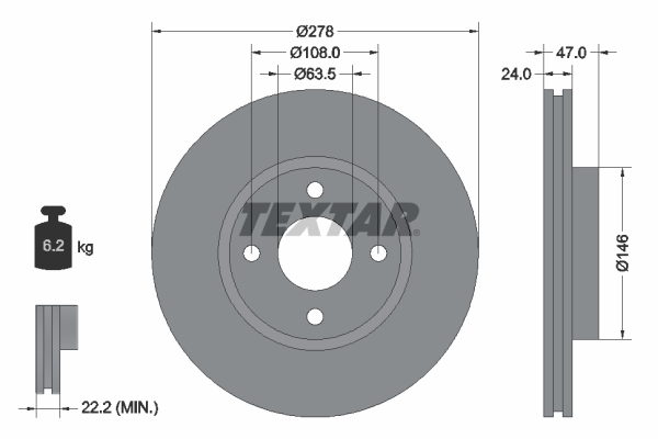TEXTAR Bremsscheibe 92075400