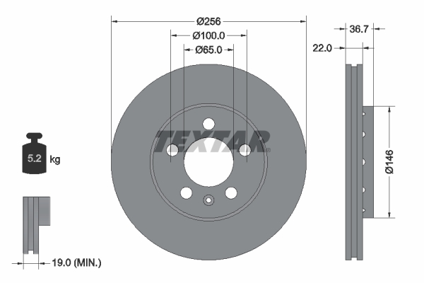 TEXTAR Bremsscheibe 92082205