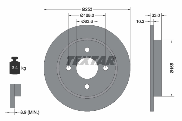 TEXTAR Bremsscheibe 92088403