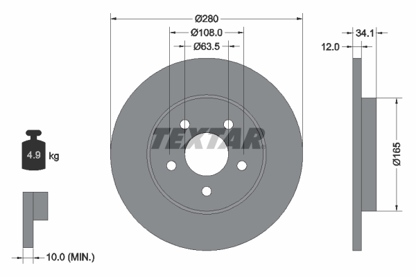 TEXTAR Bremsscheibe 92109703