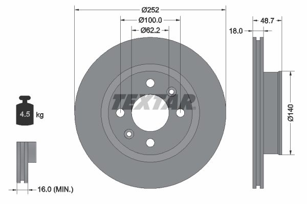 TEXTAR Bremsscheibe 92196500
