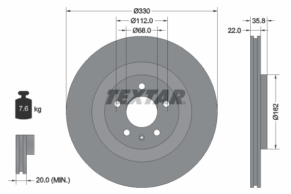 TEXTAR Bremsscheibe 92238305