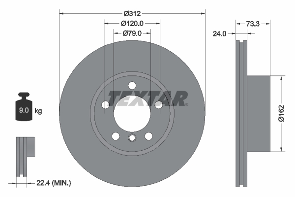 TEXTAR Bremsscheibe 92261805