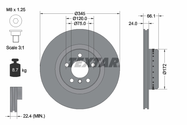 TEXTAR Bremsscheibe 92265125