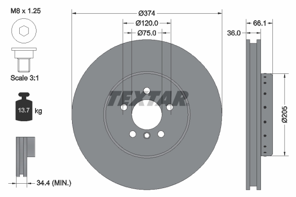TEXTAR Bremsscheibe 92266025
