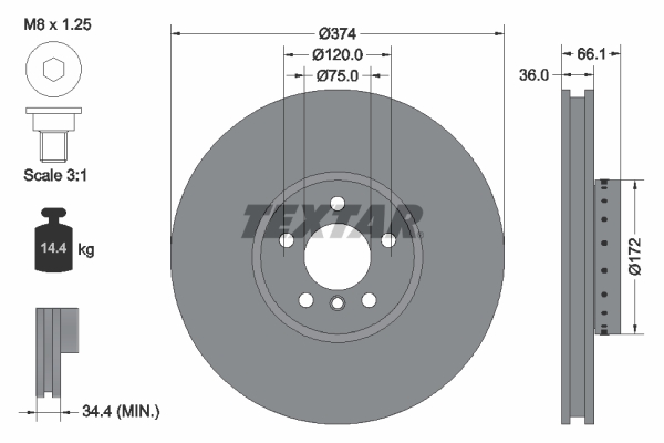 TEXTAR Bremsscheibe 92266325