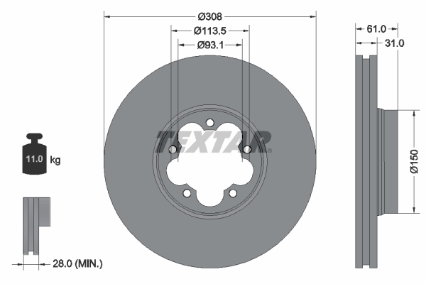 TEXTAR Bremsscheibe 92274303