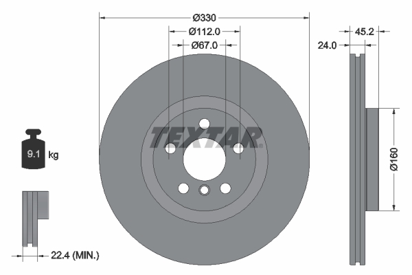 TEXTAR Bremsscheibe 92274403