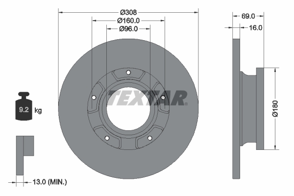 TEXTAR Bremsscheibe 92292603