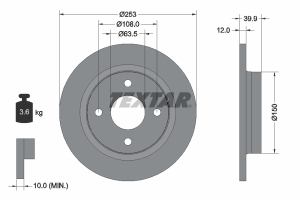 TEXTAR Bremsscheibe 92292803