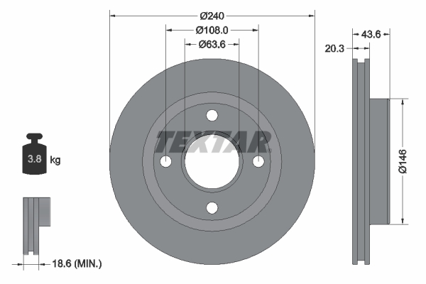TEXTAR Bremsscheibe 92294703