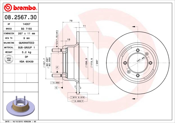 BREMBO Bremsscheibe 08.2567.30