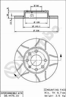 BREMBO Bremsscheibe 08.4475.75