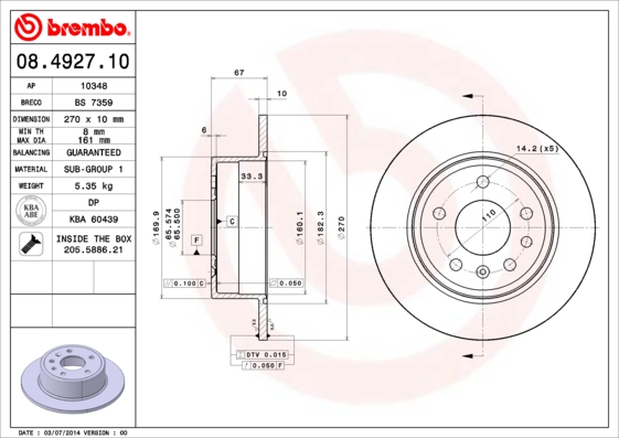 BREMBO Bremsscheibe 08.4927.10