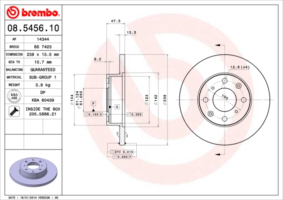 BREMBO Bremsscheibe 08.5456.10