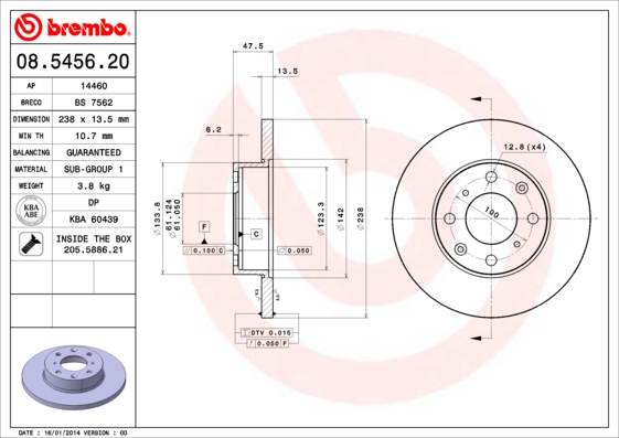 BREMBO Bremsscheibe 08.5456.20