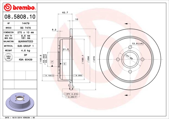 BREMBO Bremsscheibe 08.5808.10