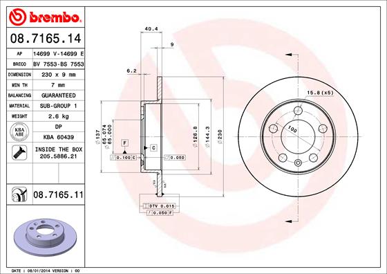 BREMBO Bremsscheibe 08.7165.14