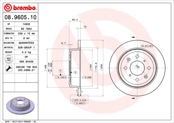 BREMBO Bremsscheibe 08.9605.10
