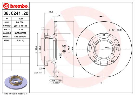 BREMBO Bremsscheibe 08.C241.20