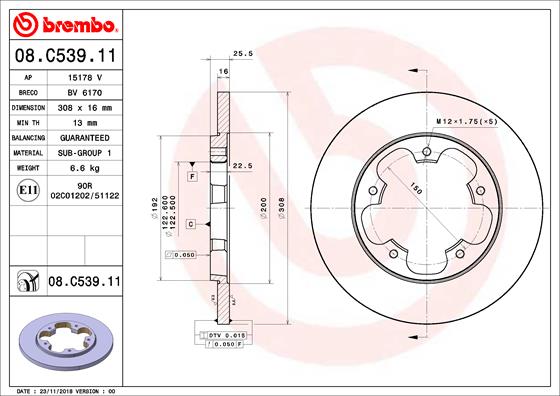BREMBO Bremsscheibe 08.C539.11