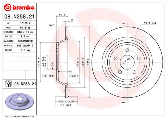 BREMBO Bremsscheibe 08.N258.21
