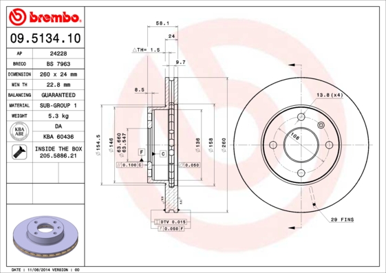 BREMBO Bremsscheibe 09.5134.10