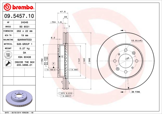 BREMBO Bremsscheibe 09.5457.10