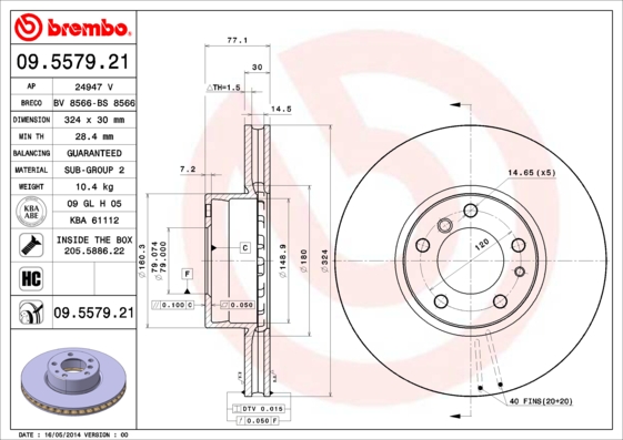 BREMBO Bremsscheibe 09.5579.21