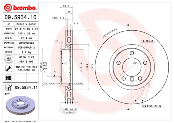 BREMBO Bremsscheibe 09.5934.11