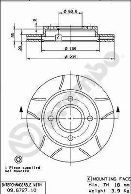 BREMBO Bremsscheibe 09.6727.77