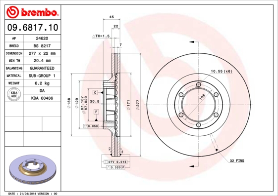 BREMBO Bremsscheibe 09.6817.10