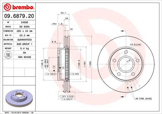 BREMBO Bremsscheibe 09.6879.20