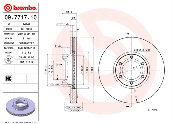 BREMBO Bremsscheibe 09.7717.10