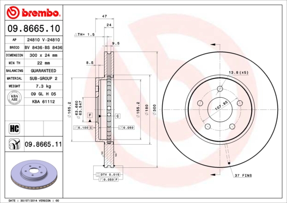 BREMBO Bremsscheibe 09.8665.10