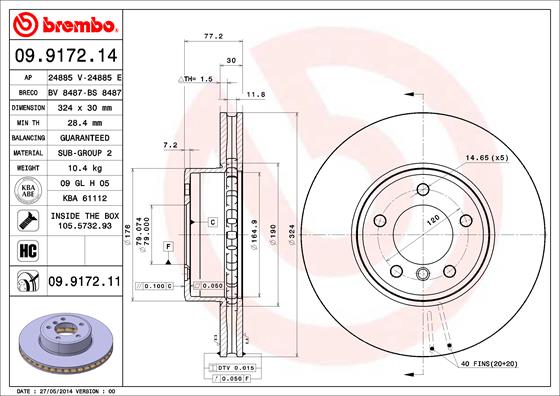 BREMBO Bremsscheibe 09.9172.11