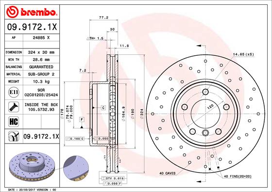BREMBO Bremsscheibe 09.9172.1X