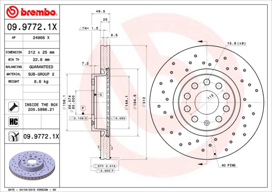 BREMBO Bremsscheibe 09.9772.1X