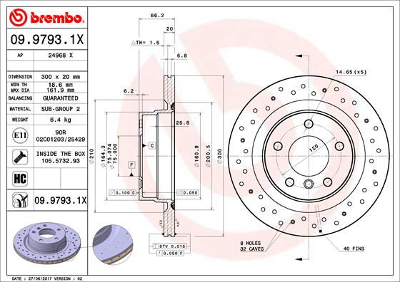 BREMBO Bremsscheibe 09.9793.1X