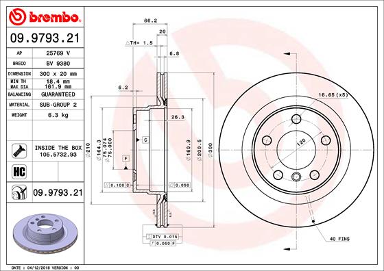 BREMBO Bremsscheibe 09.9793.21