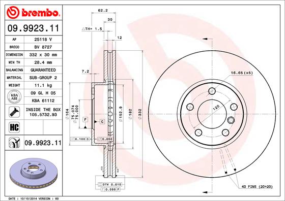 BREMBO Bremsscheibe 09.9923.11