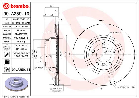 BREMBO Bremsscheibe 09.A259.10