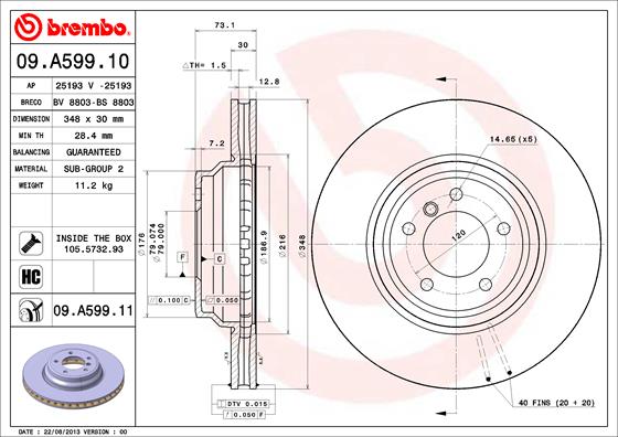 BREMBO Bremsscheibe 09.A599.10