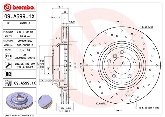 BREMBO Bremsscheibe 09.A599.1X