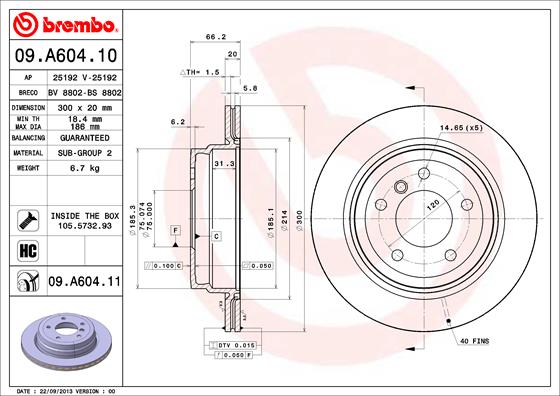 BREMBO Bremsscheibe 09.A604.10